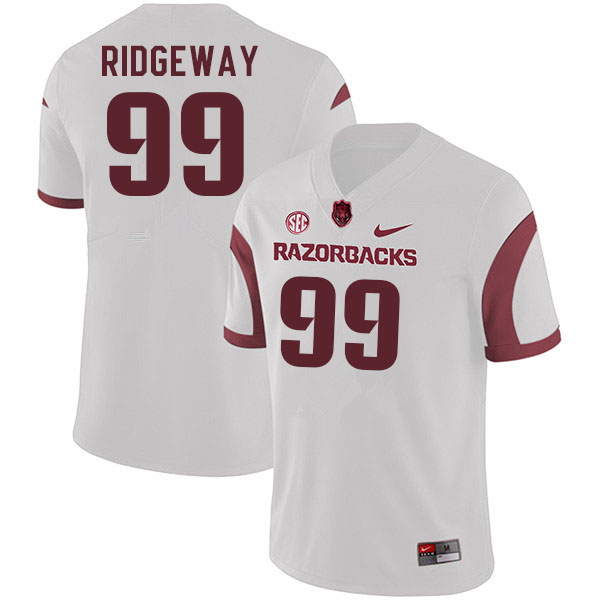 Men #99 John Ridgeway Arkansas Razorbacks College Football Jerseys Sale-White - Click Image to Close